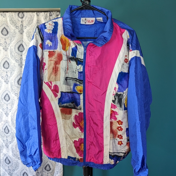 Vintage b.i. Gear Windbreaker Jacket 80's 90's Style Size Medium - Picture 8 of 9